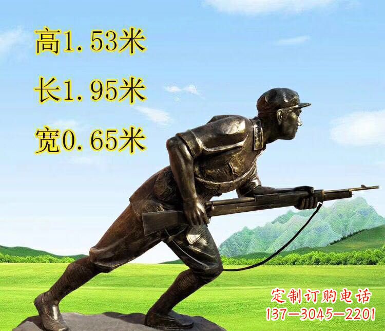 温州铜雕拿枪战士雕塑