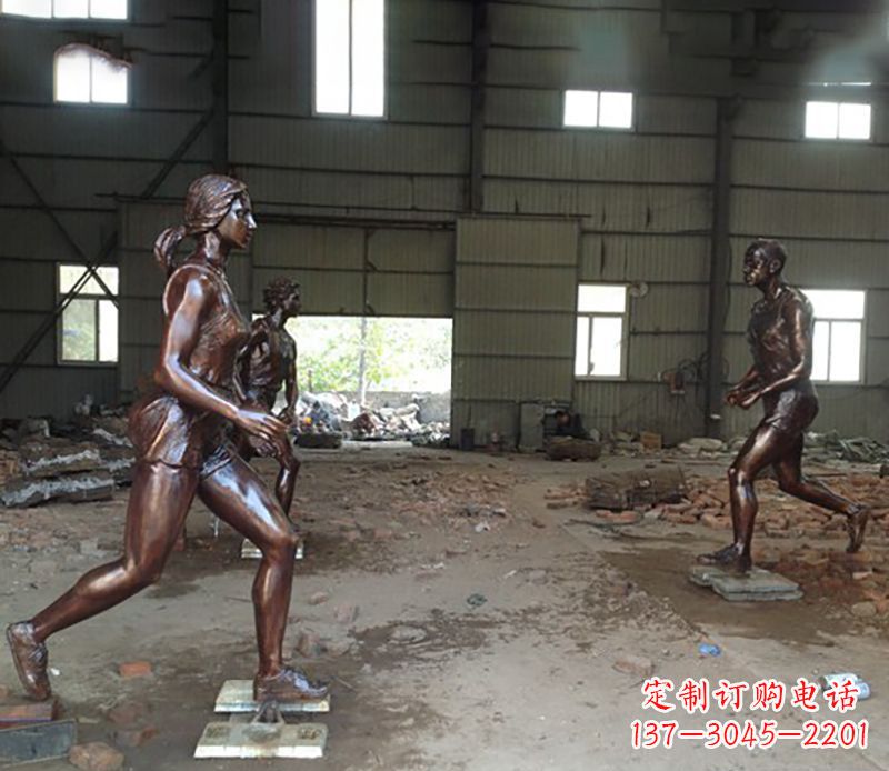 温州铜雕跑步女生