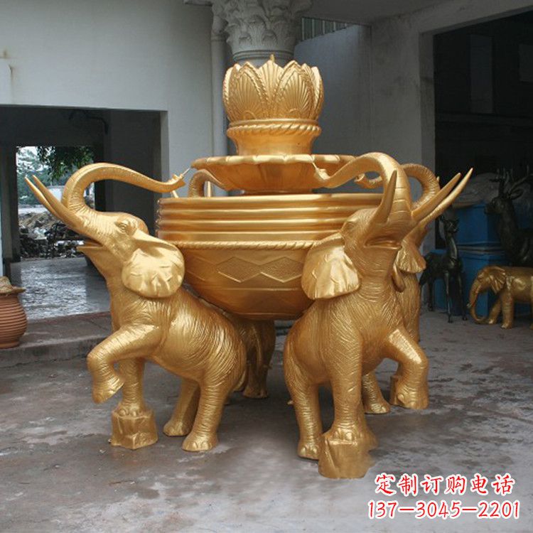 温州铜雕喷水大象雕塑