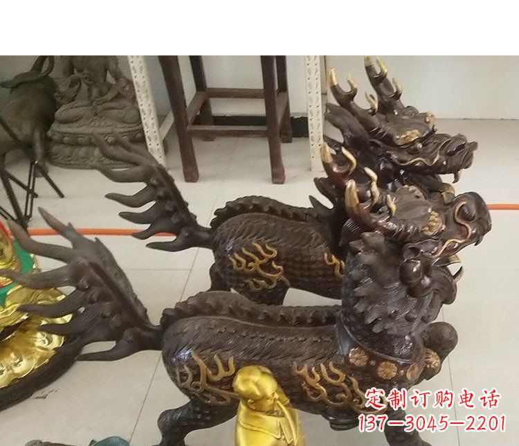 温州铜雕麒麟招财雕塑