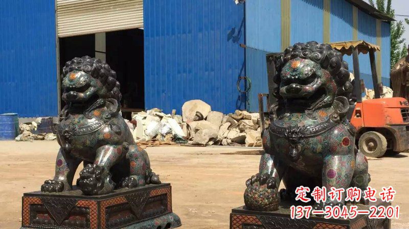 温州铜雕企业招财狮子雕塑摆件