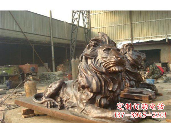 温州铜雕狮子公司门口雕塑