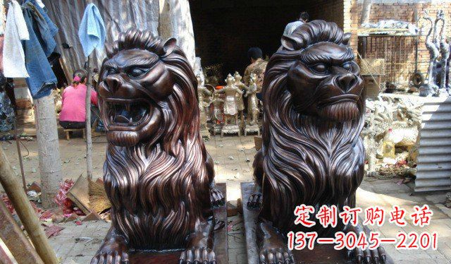 温州铜雕狮子公司门口雕塑 (2)