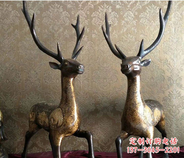 温州铜雕室内装饰动物鹿雕塑