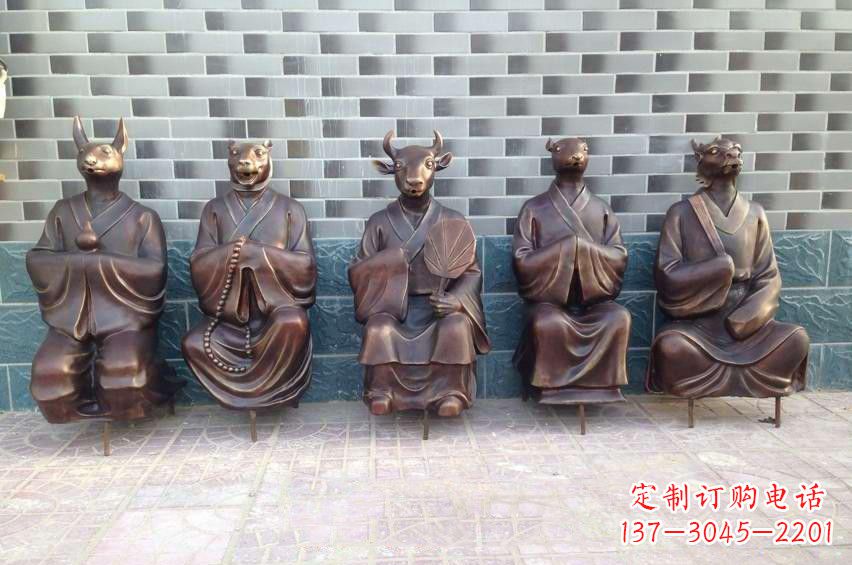 温州铜雕兽首人身十二生肖雕塑