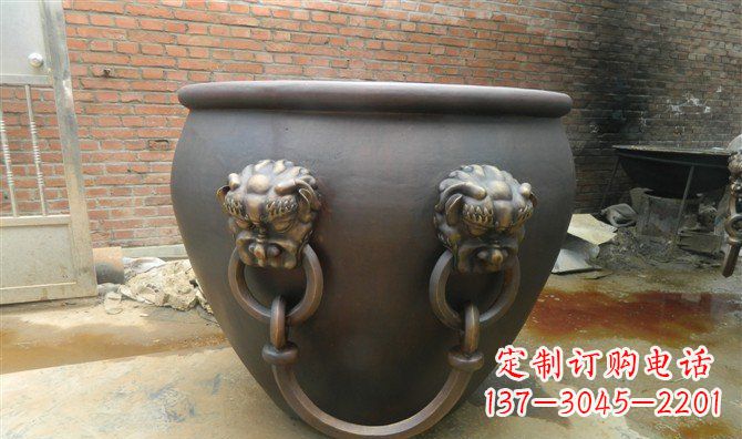 温州铜雕水缸寺庙景观雕塑_2