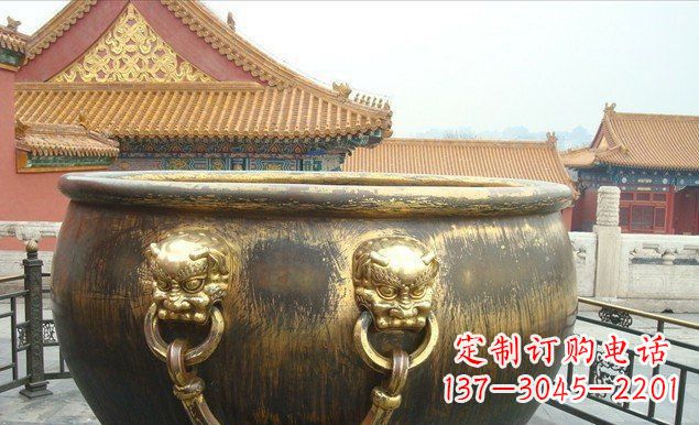 温州铜雕水缸寺庙景观雕塑 (2)