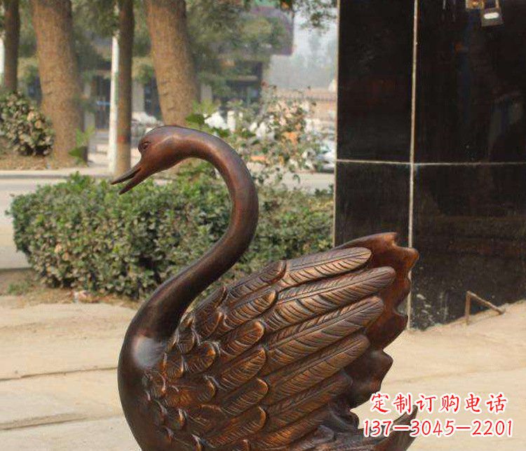 温州铜雕水景天鹅动物雕塑