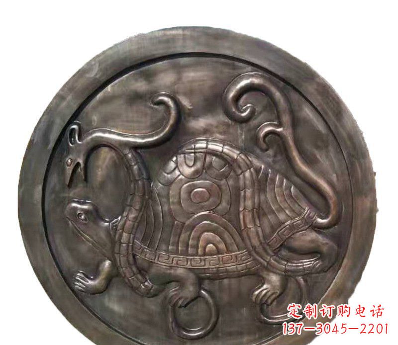 温州铜雕乌龟与蛇壁画摆件