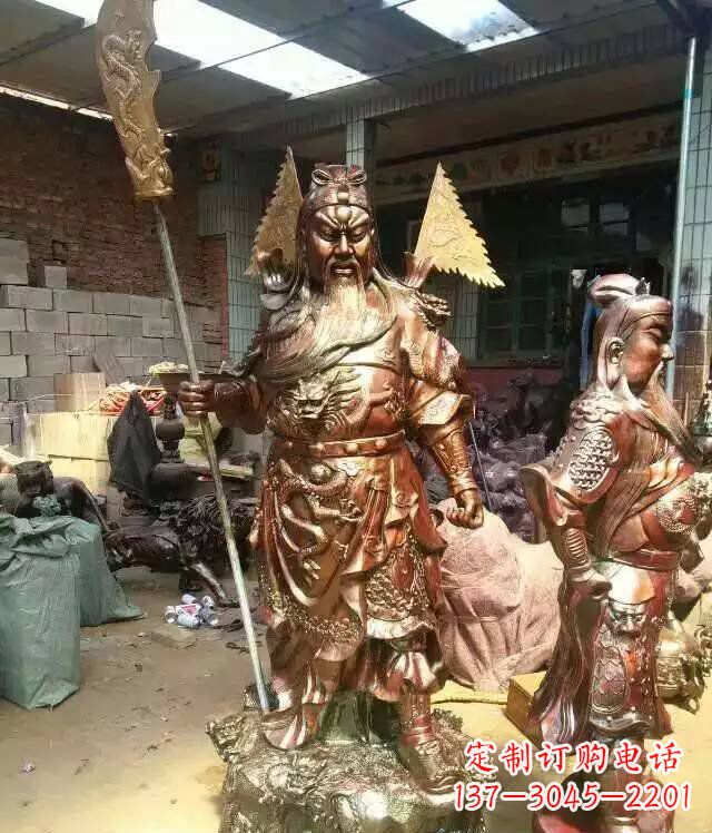 温州铜雕武财神持刀关公雕塑