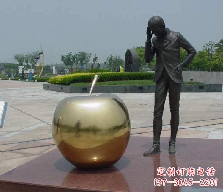 温州铜雕西方人物和苹果
