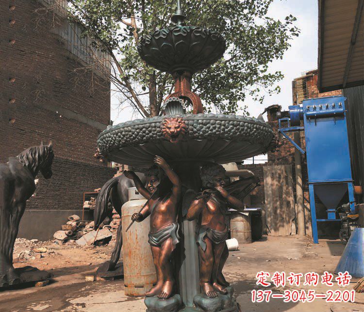 温州铜雕西方人物喷泉景观雕塑