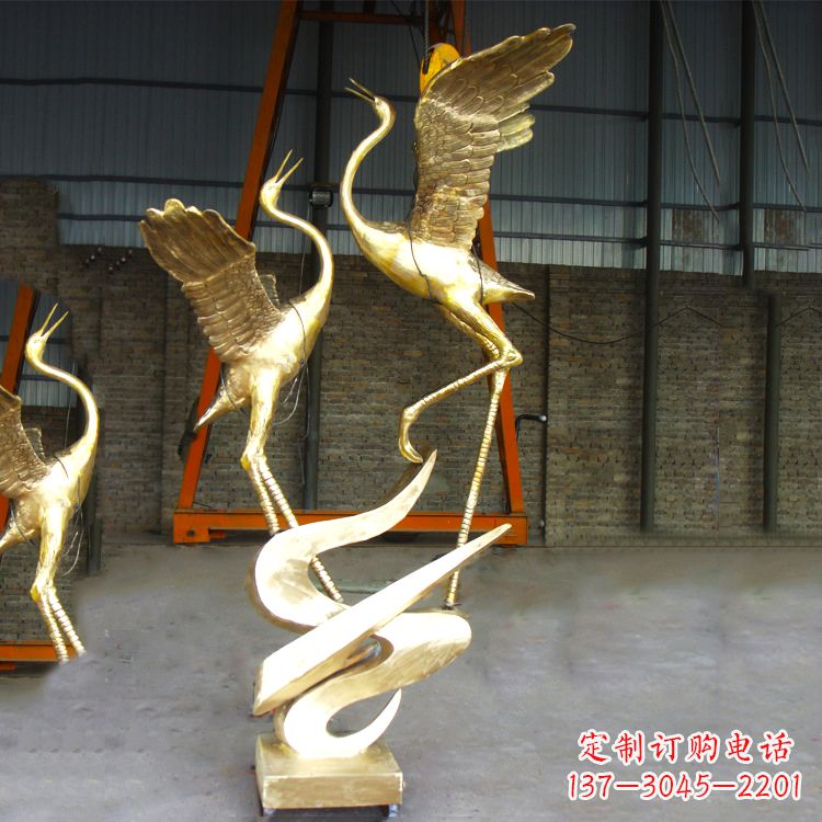温州铜雕仙鹤景观雕塑