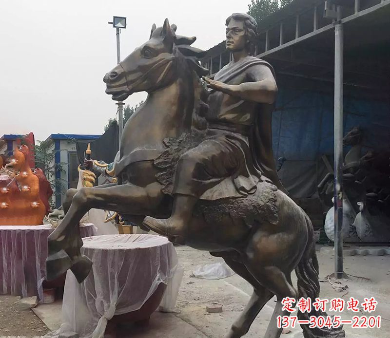 温州铜雕现代骑马人物公园景观