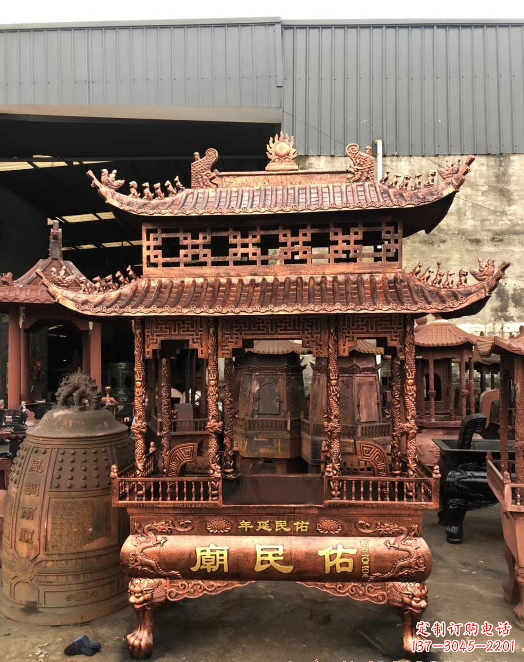 温州铜雕香炉 (2)