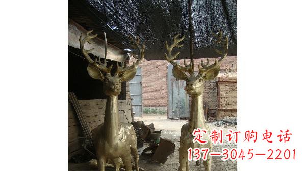 温州铜雕小鹿公园动物雕塑 (2)
