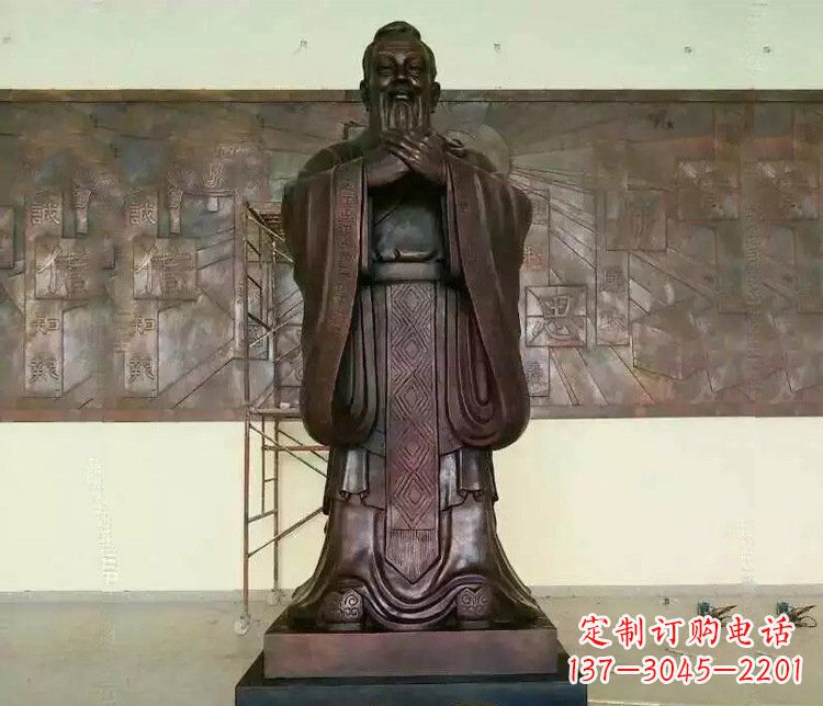 温州铜雕校园孔子文化雕塑摆件 (2)