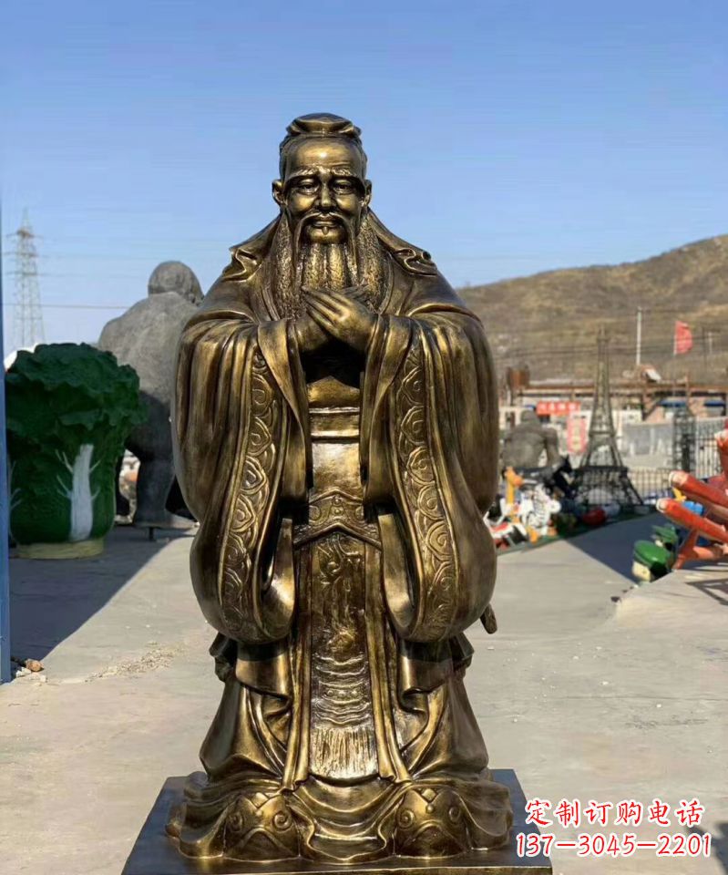 温州铜雕学校孔子人物雕塑