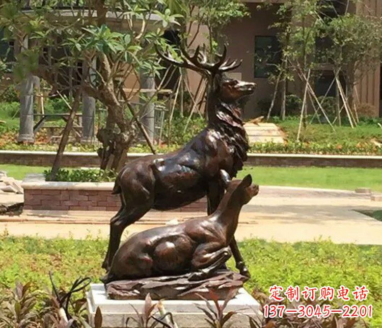 温州铜雕园林梅花鹿雕塑摆件