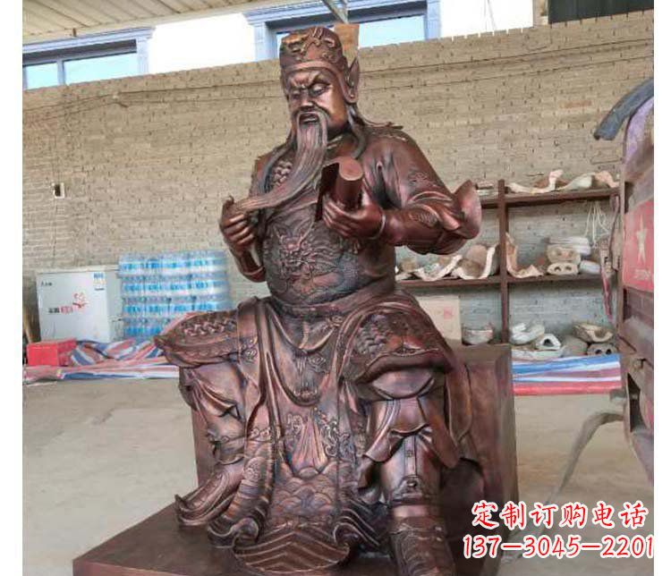 温州铜雕镇宅关公寺庙神像雕塑摆件 (3)