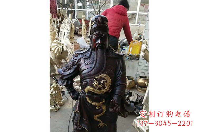温州铜雕镇宅关公寺庙神像雕塑摆件 (4)