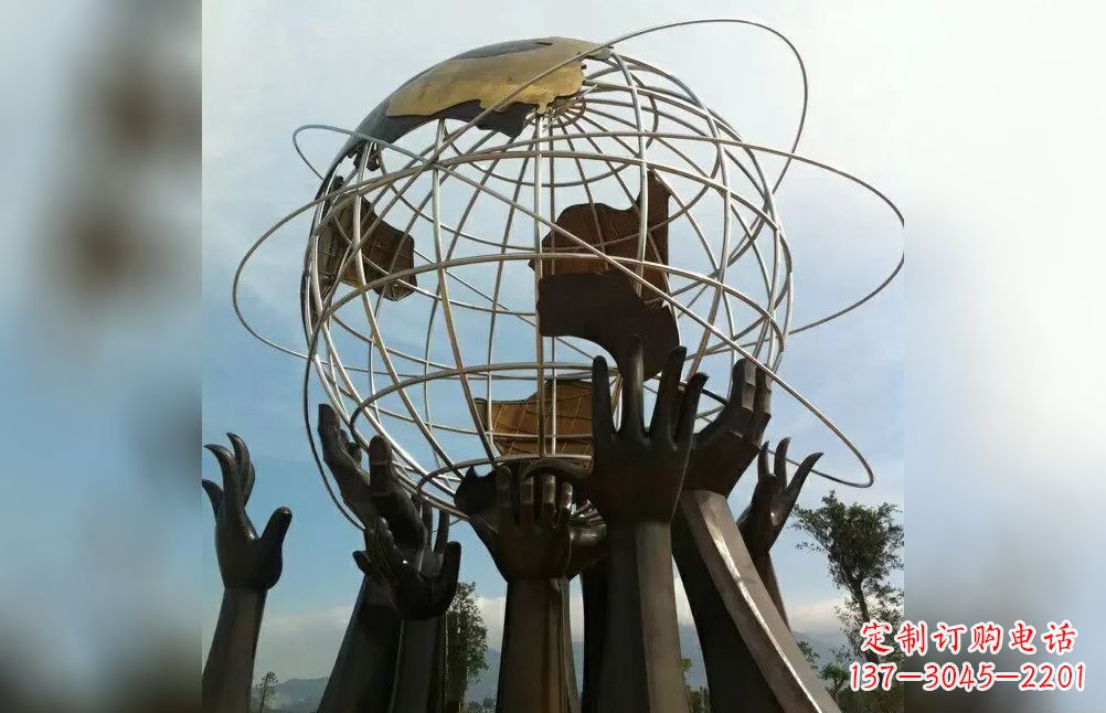 温州托起地球不锈钢雕塑