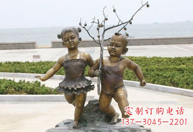 温州玩耍的儿童铜雕