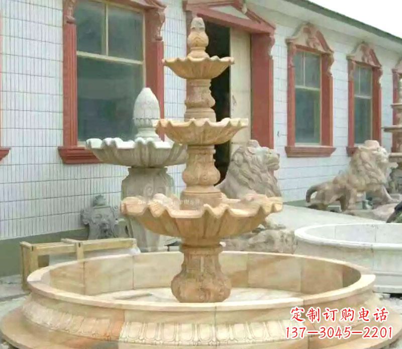 温州晚霞红大型喷泉石雕 (3)