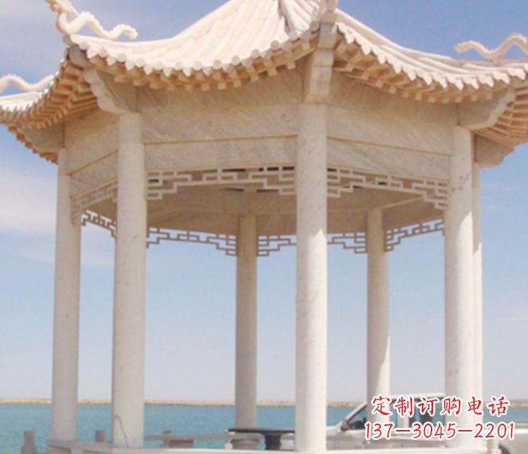 温州晚霞红单层凉亭石雕