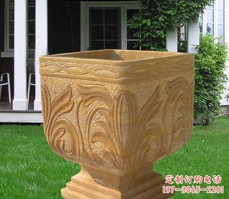 温州晚霞红雕刻景观花盆雕塑