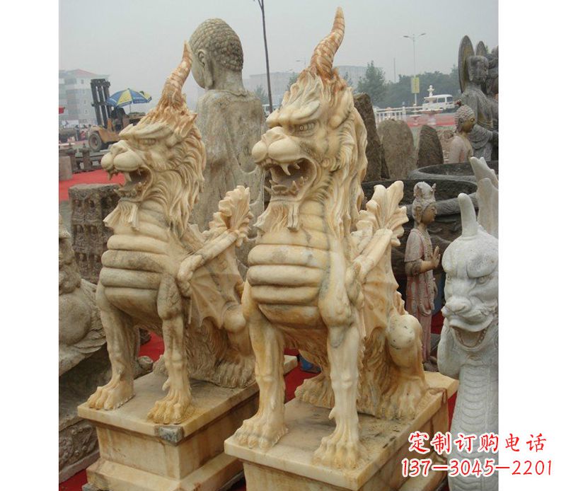 温州晚霞红独角兽雕塑