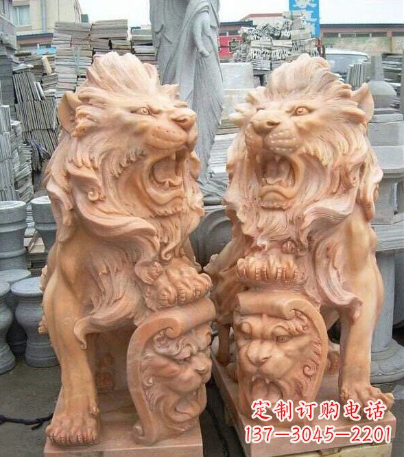 温州晚霞红盾牌欧式狮子