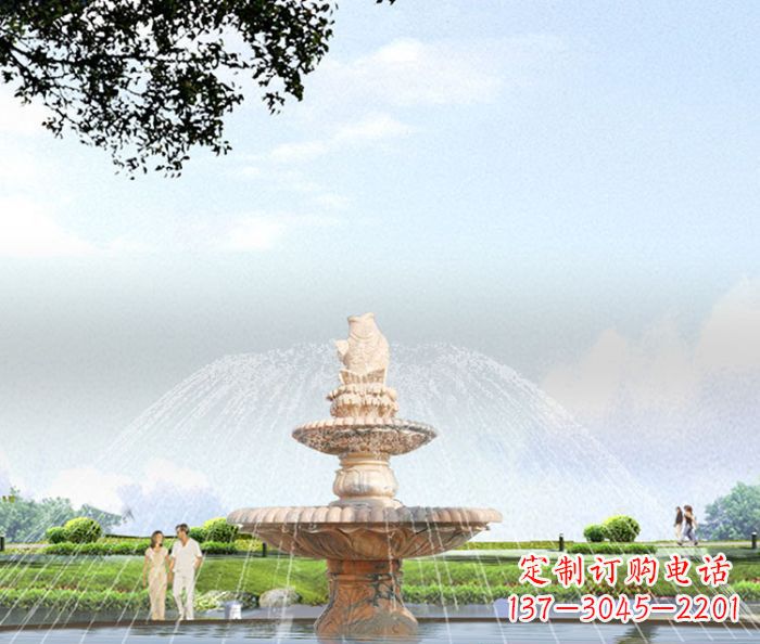 温州晚霞红多层大型石雕喷泉 (4)