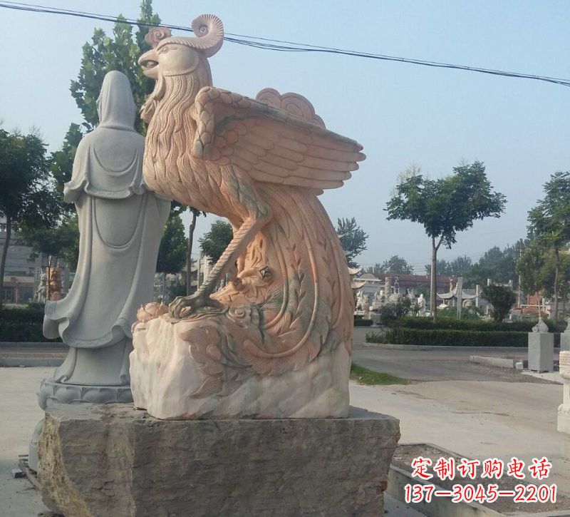 温州晚霞红凤凰石雕