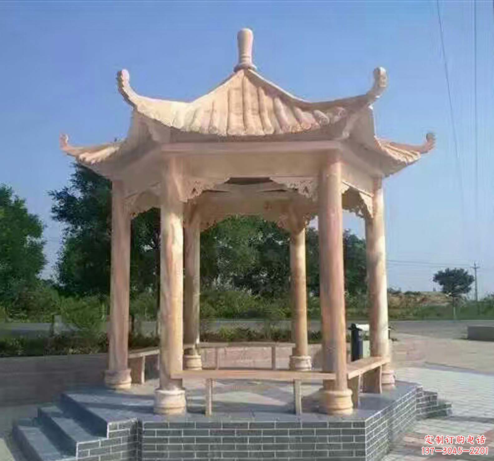 温州晚霞红公园景观凉亭