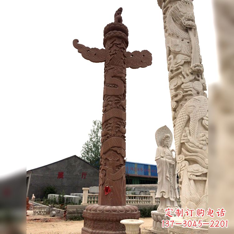 温州晚霞红华表石柱