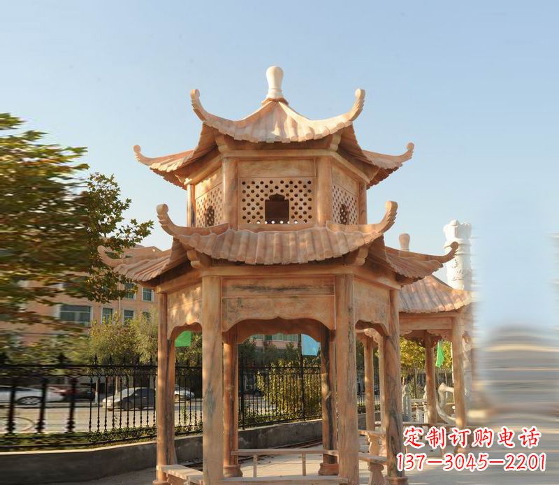 温州晚霞红景区休息凉亭