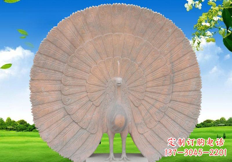 温州晚霞红开屏孔雀雕塑