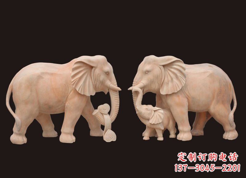 温州晚霞红母子大象雕塑