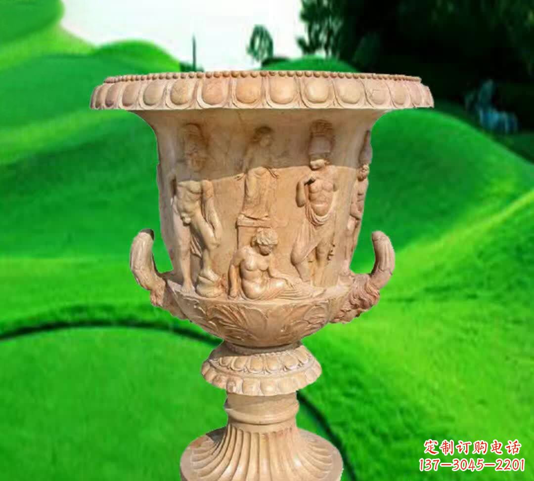 温州晚霞红欧式花盆石雕