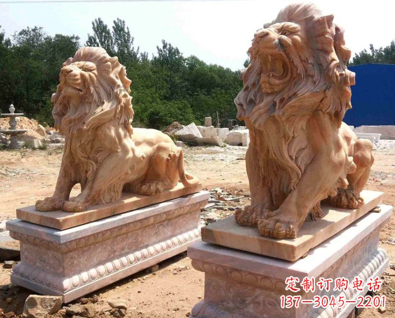温州晚霞红欧式狮子雕塑222
