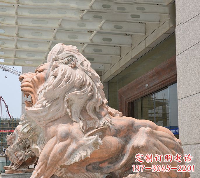 温州晚霞红欧式狮子石雕 (3)