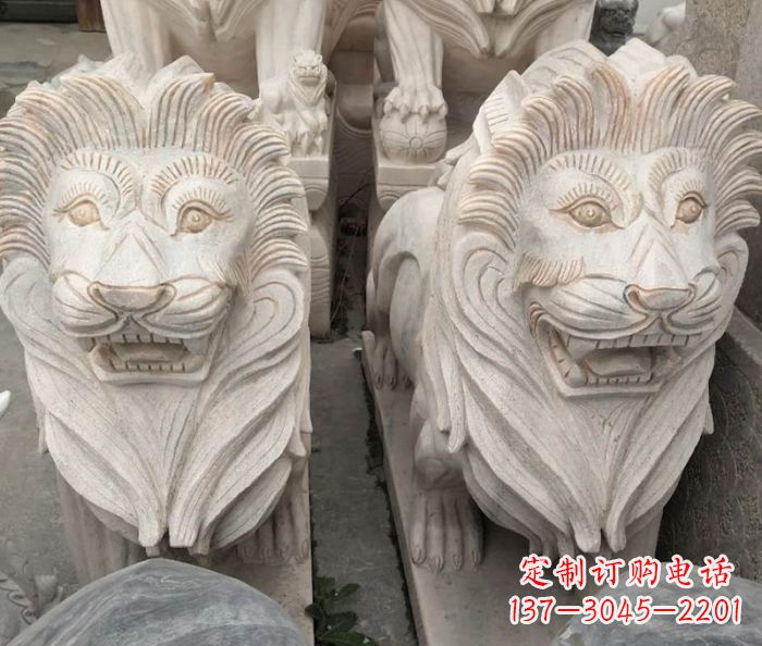 温州晚霞红欧式狮子石雕 (2)