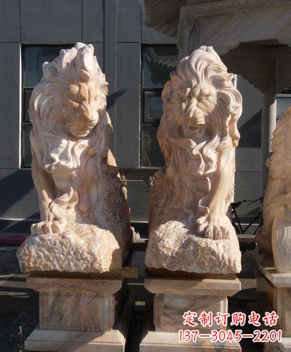 温州晚霞红欧式狮子石雕