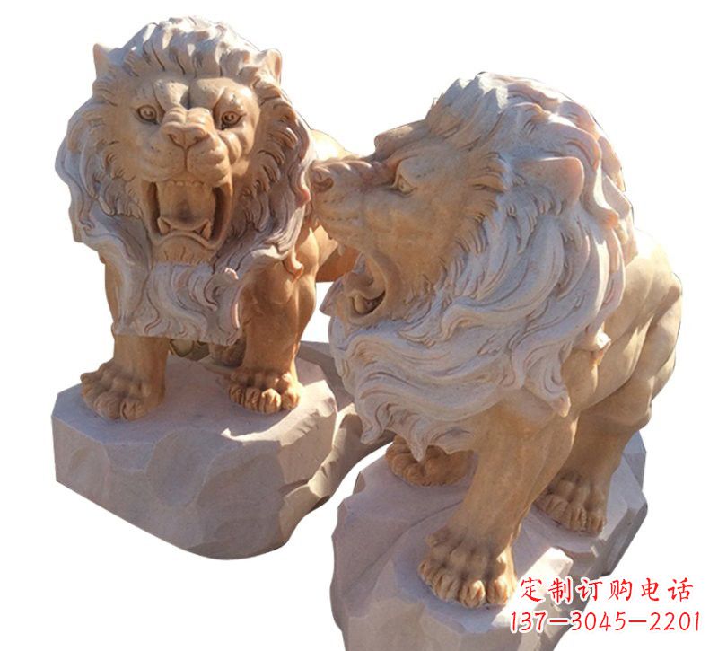 温州晚霞红欧式西洋狮子雕塑