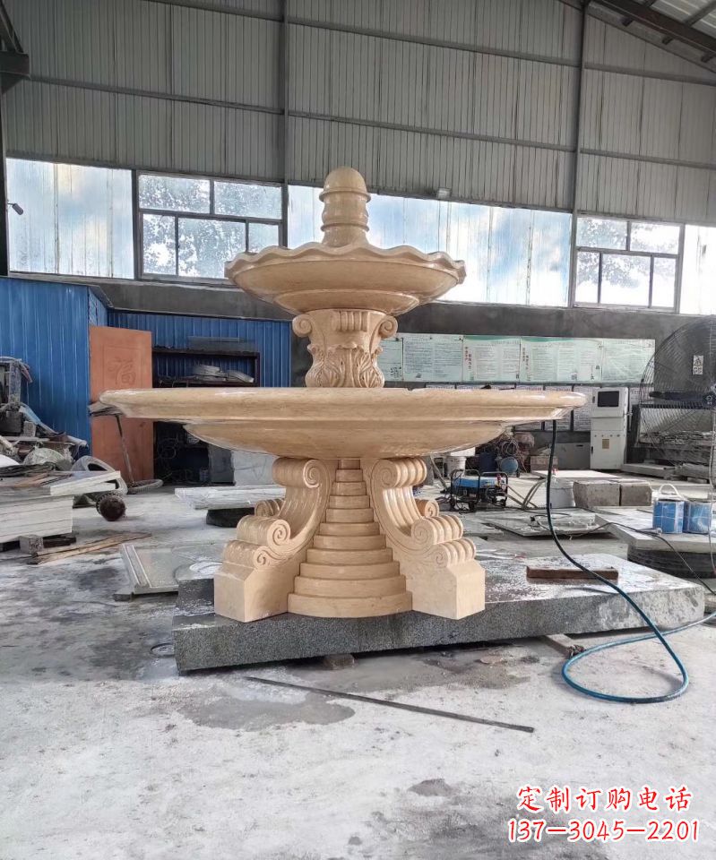 温州晚霞红喷泉石雕广场景观雕塑