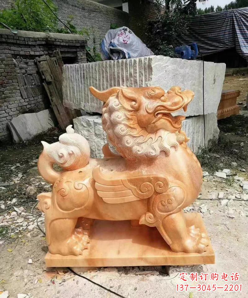 温州晚霞红貔貅雕塑1