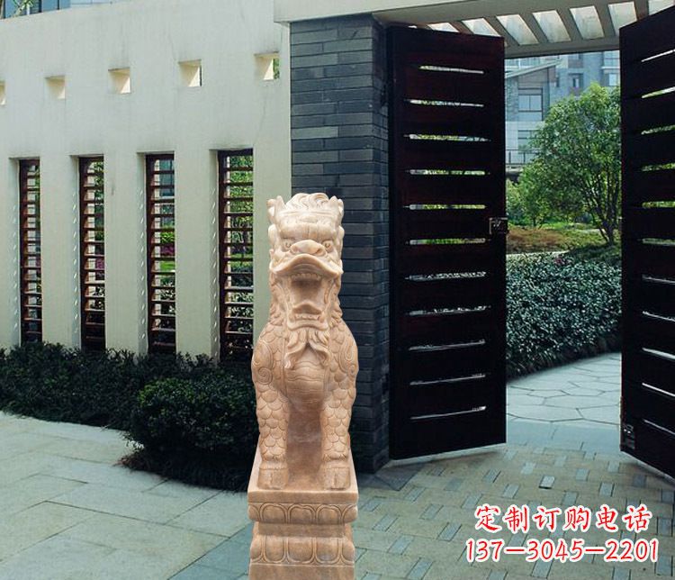 温州晚霞红瑞兽麒麟雕塑