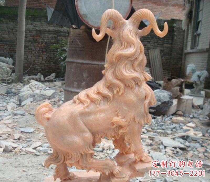 温州晚霞红山羊石雕