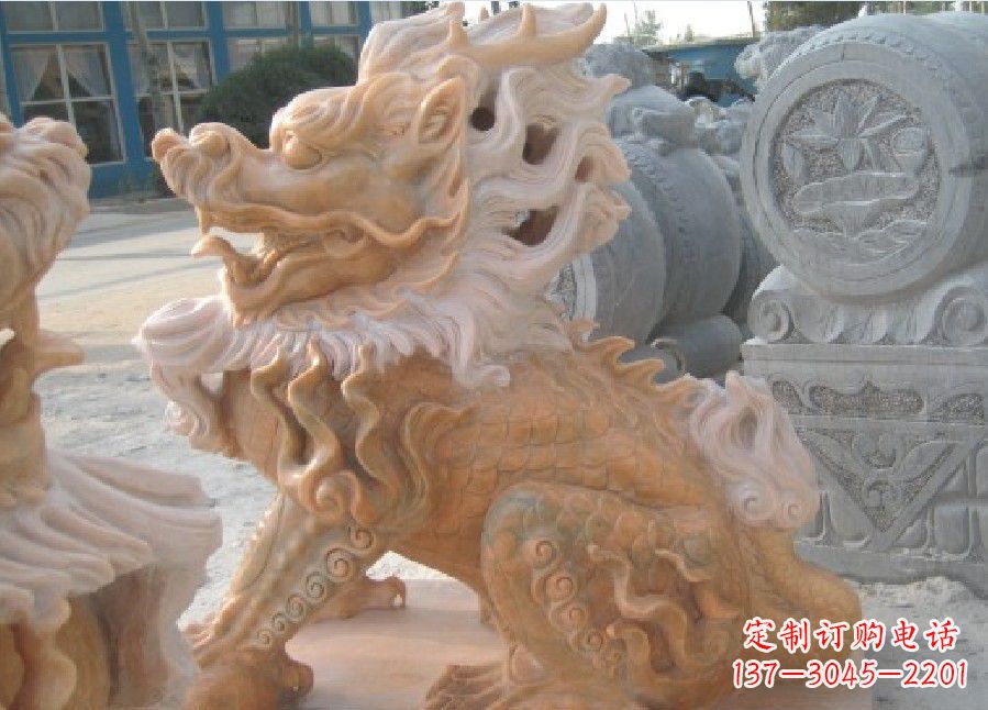 温州晚霞红神兽麒麟雕塑